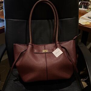 Brouk & Co. Vegan Leather Burgandy Tote Bag